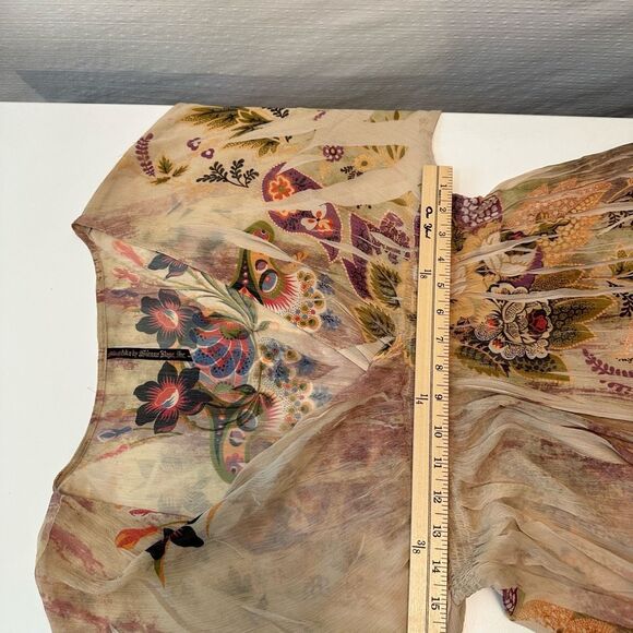 Mushka by Sienna Rose Boho Fairycore Sheer Tunic Top Floral Bell Sleeves - Picture 6 of 10